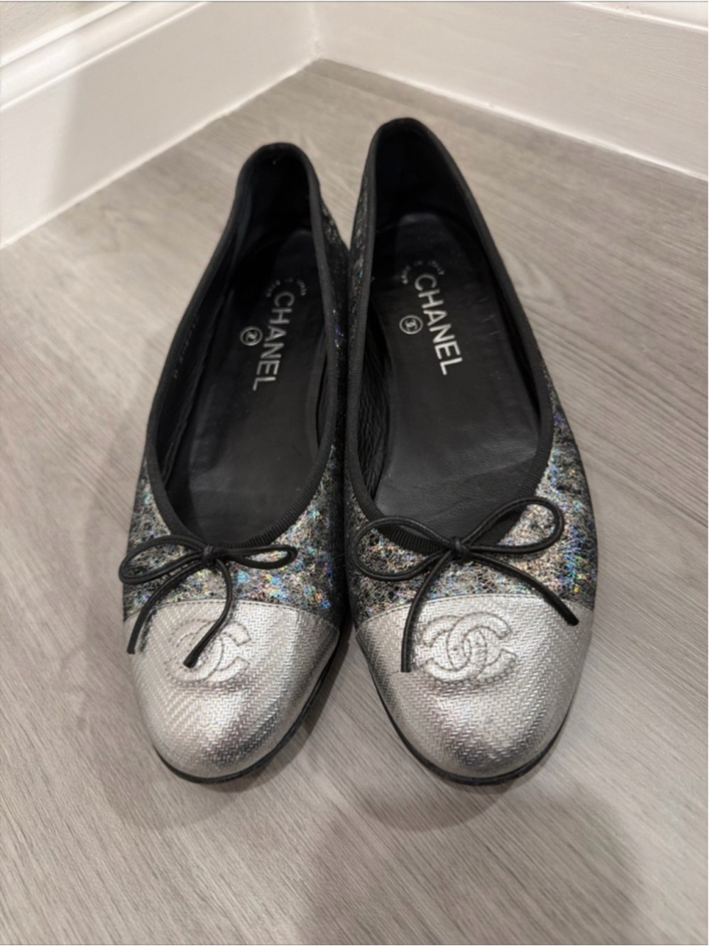 Chanel Classic CC Ballet Flat Cap Toe Rare Iridescent Suede EU 38.5 PLEASE READ - Picture 2 of 12
